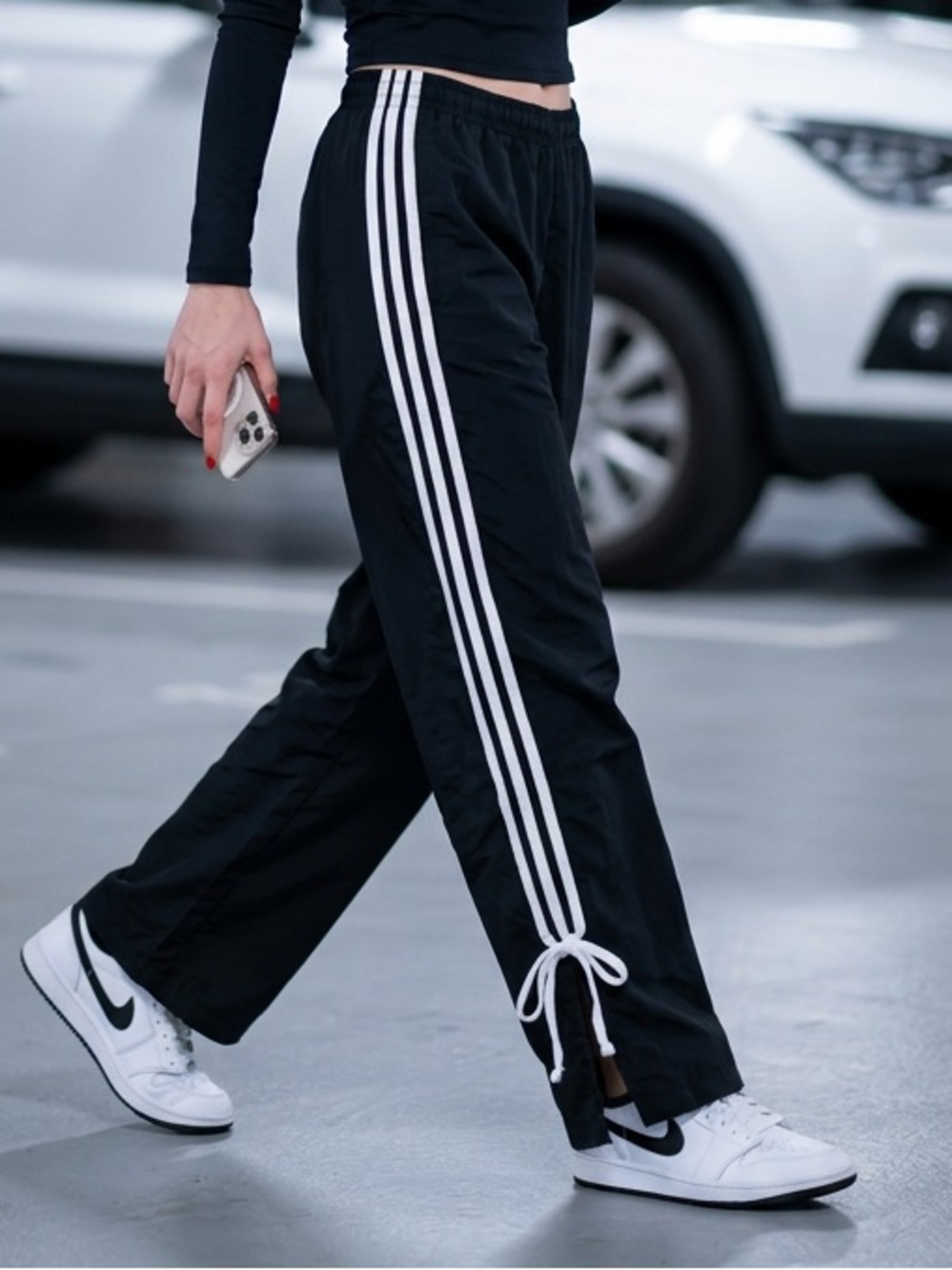 CALI1850 Erica Bow Stripe Wide Leg Gorpcore Track Pants Y2K streetwear